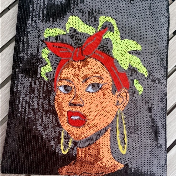 Black sequin tote bag - Picture 2 of 5